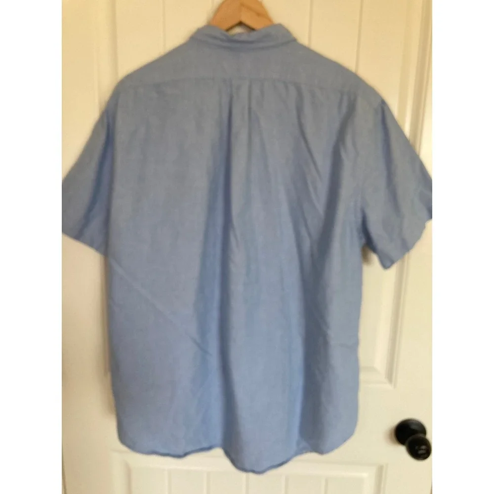 Polo Ralph Lauren Mens XXL Slim Fit Short Sleeve Oxford Shirt Light Blue Cotton